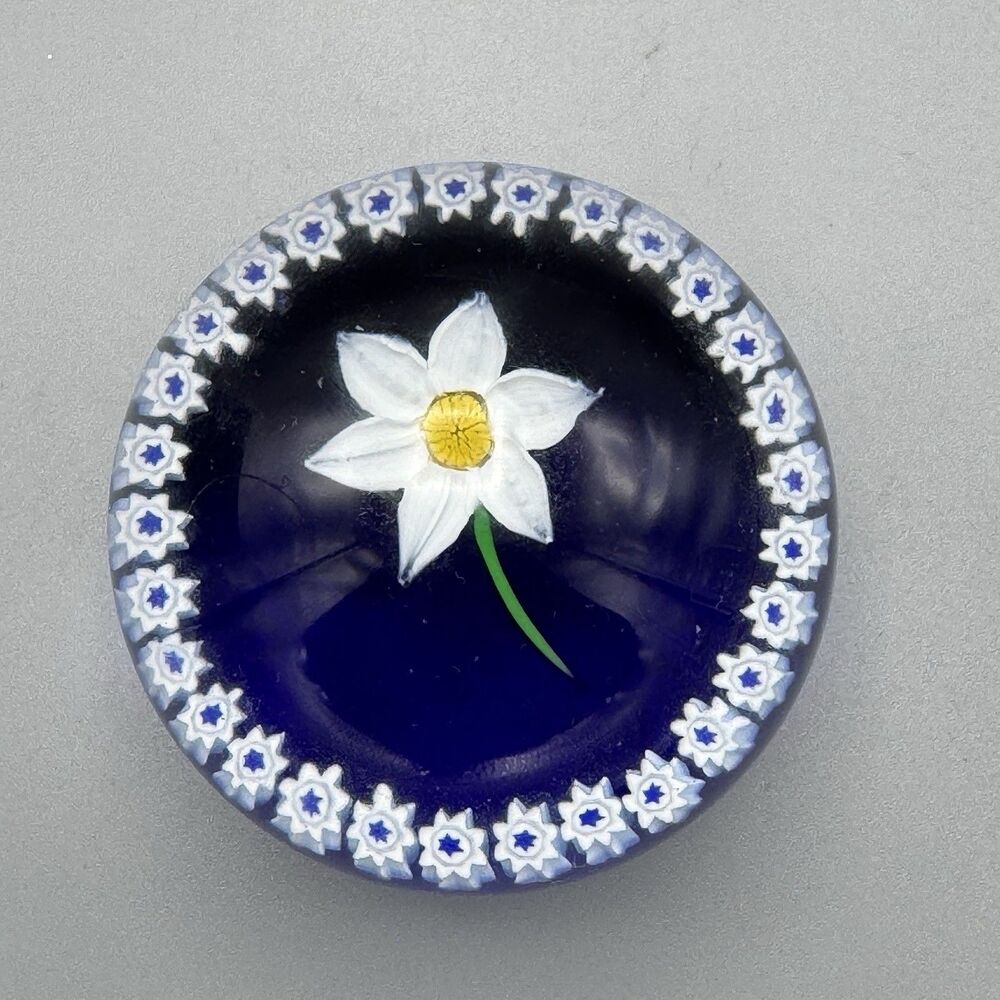 Vtg Caithness Glass Scotland Daisy September Paperweight R35811 Millefiori
